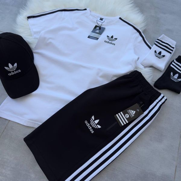 Спортивный Костюм Мужской Летний Adidas шорты футболка +кепка спортивный комплект 2607387103 фото