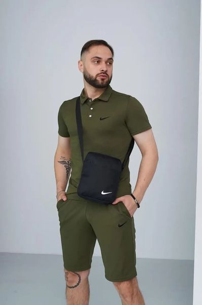 Комплект спортивний чоловічий Nike хакі поло шорти+ барсетка чорний костюм літній найк повсякденний XL 2657483563 фото