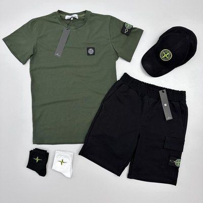 Шорти футболка + кепка Stone Island комплект чоловічий літній повсякденний 2607387106 фото