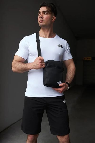 Комплект спортивний чоловічий The North Face футболка біла+шорти чорні+барсетка літній костюм норс фейс XL 2657550685 фото