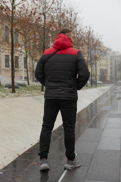 Куртка зимова Чоловіча Найк Пуховик комплект брюки з тринитки утеплені чорні + Барсетка та рукавички 2400533775 фото