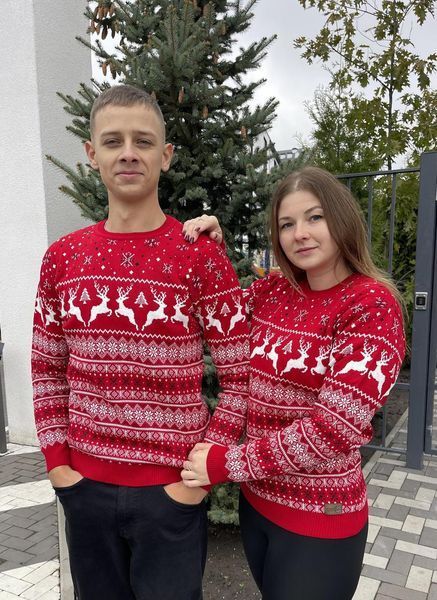 Светр новорічний з оленями чоловічий в'язаний вовняний 4XL 2384778066 фото