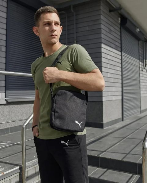 Комплект чоловічий спортивний Puma хакі футболка+чорні шорти+чорна барсетка костюм літній пума 3XL 2656514165 фото