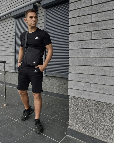 Спортивний комплект чоловічий Adidas чорний футболка шорти барсетка костюм літній адідас трикотажний повсякденний 3XL 2656629620 фото