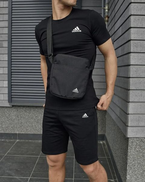 Спортивний комплект чоловічий Adidas чорний футболка шорти барсетка костюм літній адідас трикотажний повсякденний 3XL 2656629620 фото