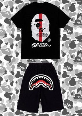 Шорти футболка Bape чорний комплект чоловічий літній повсякденний XXL 2606844165 фото