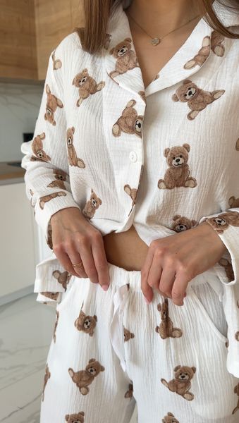 Жіноча Муслінова піжама, ведмедики Teddy M 2342054926 фото