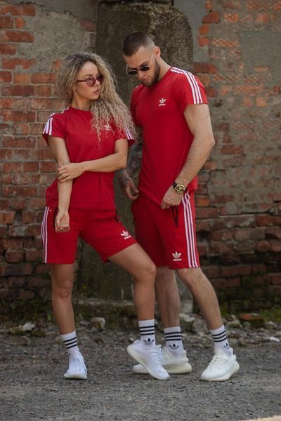 Спортивний Костюм Чоловічий Літній Adidas червоний шорти футболка спортивний комплект 2607387120 фото