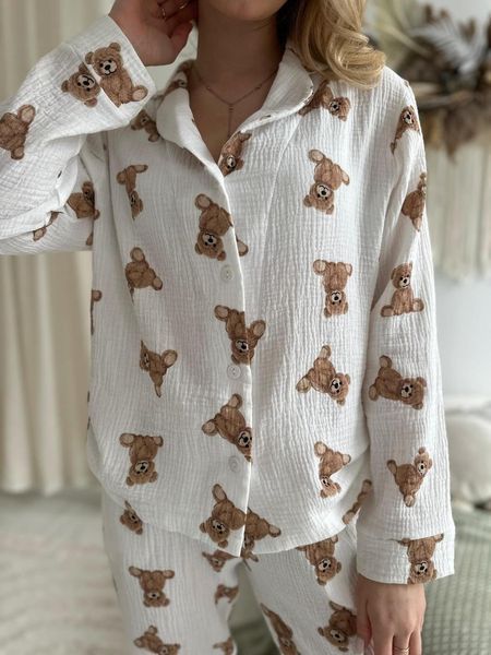 Жіноча Муслінова піжама, ведмедики Teddy M 2342054926 фото
