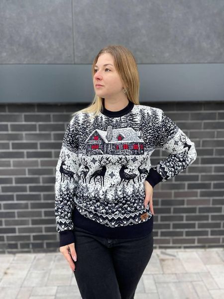 Свитер новогодний с оленями мужской вязаный шерстяной 4XL 2384778217 фото