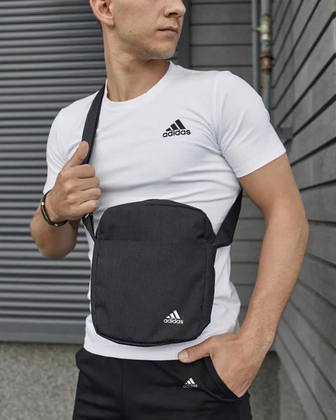 Спортивний комплект чоловічий Adidas біла футболка+чорні шорти+барсетка костюм літній адідас повсякденний M 2656631775 фото