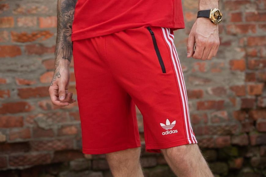 Спортивний Костюм Чоловічий Літній Adidas червоний шорти футболка спортивний комплект 2607387120 фото