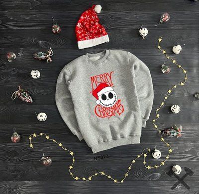 Толстовка чоловіча зимова Merry Christmas сіра новорічна з начосом світшот кофта флісова зима повсякденна L 2670516002 фото