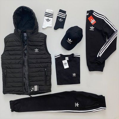 Комплект Адидас Adidas спортивный костюм мужской жилетка футболка кепка осенний весенний M 2625780566 фото