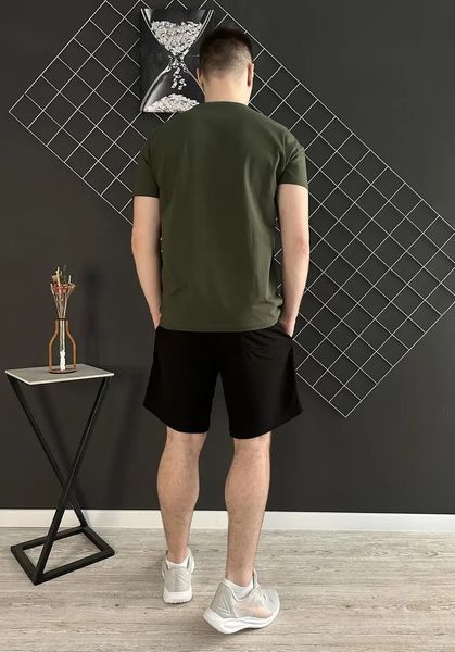 Спортивний Костюм Чоловічий Літній Базовий чорні шорти хакі футболка спортивний комплект XXL 2607004238 фото