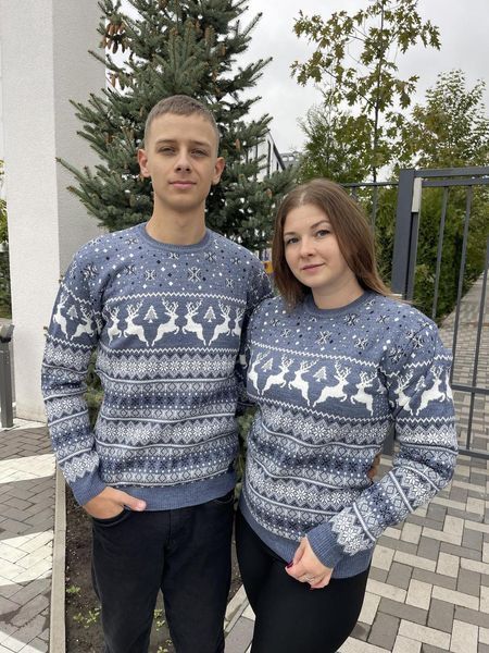 Светр новорічний з оленями чоловічий в'язаний вовняний 5XL 2384778073 фото