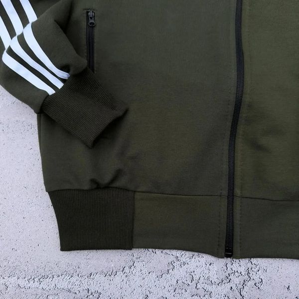 Кофта чоловіча Adidas хакі осіння весняна літня зіп-худі двунитка комір- стійка повсякденна S 2611827600 фото