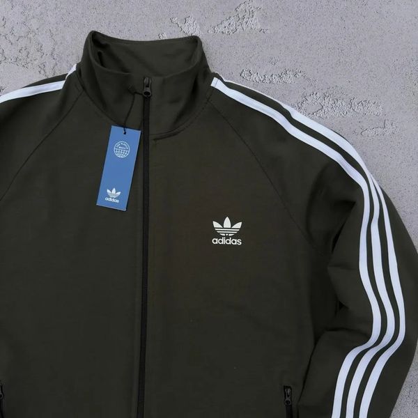 Кофта чоловіча Adidas хакі осіння весняна літня зіп-худі двунитка комір- стійка повсякденна S 2611827600 фото