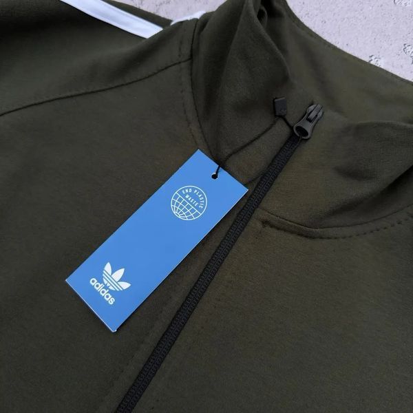 Кофта чоловіча Adidas хакі осіння весняна літня зіп-худі двунитка комір- стійка повсякденна S 2611827600 фото
