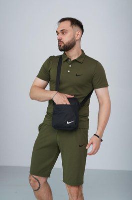 Комплект спортивний чоловічий Nike хакі поло шорти+ барсетка чорний костюм літній найк повсякденний 3XL 2657483565 фото