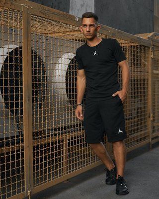 Спортивний комплект чоловічий Jordan чорний футболка шорти літній костюм трикотажний джордан повсякденний 2657859785 фото