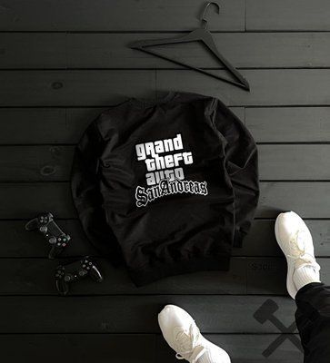 Чоловічий світшот GTA чорний однотонна толстовка кофта бавовняна осінь весна гта повсякденна L 2671264592 фото