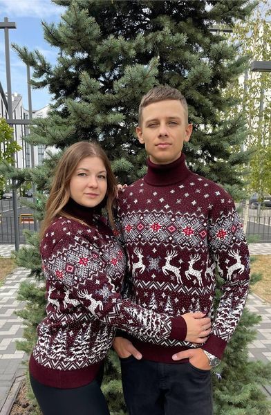 Светр новорічний з оленями чоловічий в'язаний вовняний 2384778118 фото