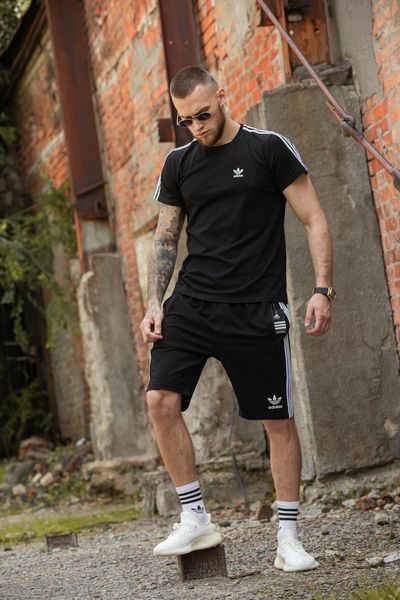 Спортивний Костюм Чоловічий Літній Adidas чорний шорти футболка спортивний комплект 2607387121 фото