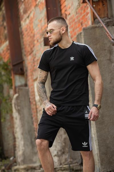 Спортивний Костюм Чоловічий Літній Adidas чорний шорти футболка спортивний комплект 2607387121 фото