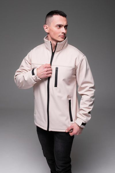 Куртка чоловіча Softshell бежева базова куртка легка тепла осінь весна комір-стійка з блискавкою однотонна 2666703156 фото