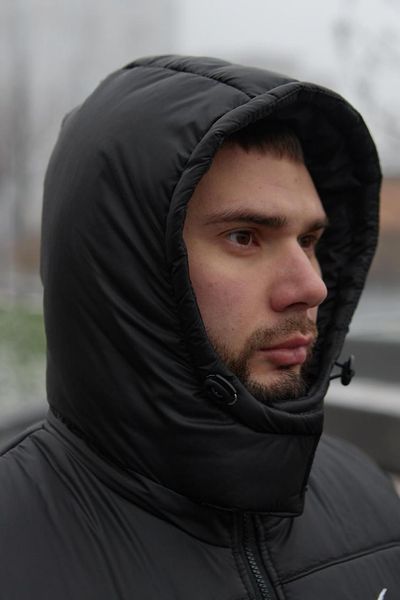 Куртка зимова Чоловіча Найк Пуховик тепла однотонна базова з капюшоном чорна 1996373779 фото