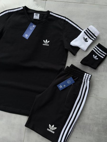 Спортивний Костюм Чоловічий Літній Adidas чорний шорти футболка спортивний комплект 2607387121 фото