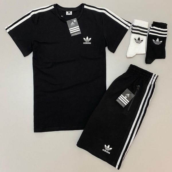 Спортивний Костюм Чоловічий Літній Adidas чорний шорти футболка спортивний комплект 2607387121 фото