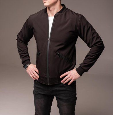 Бомбер чоловічий Softshell Slant pockets чорний куртка з блискавкою легка однотонна осінь весна повсякденна XL 2667490535 фото