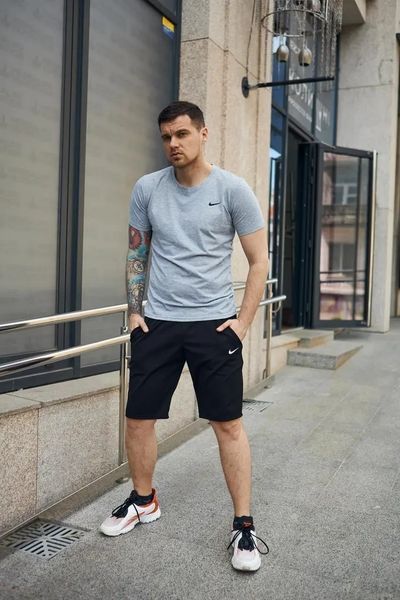 Спортивний комплект чоловічий Nike сіра футболка+чорні шорти літній костюм трикотажний найк повсякденний XL 2656646070 фото