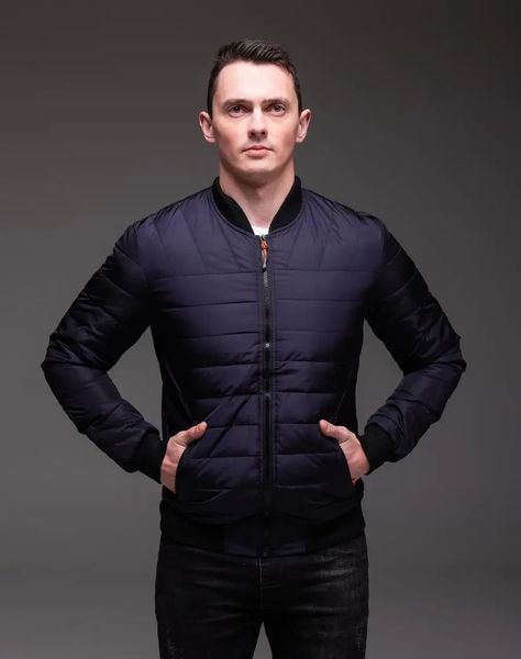 Куртка бомбер чоловіча Road синя утеплена однотонна на блискавці легка осінь весна повсякденна 3XL 2669231033 фото