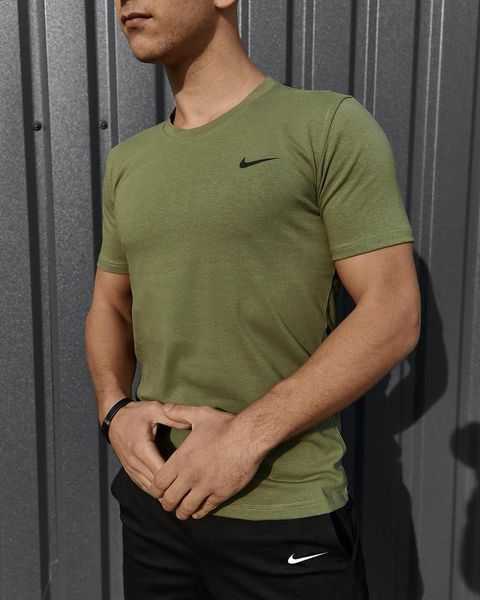 Спортивний комплект чоловічий Nike хакі футболка+чорні шорти літній костюм трикотажний найк повсякденний 2655165256 фото