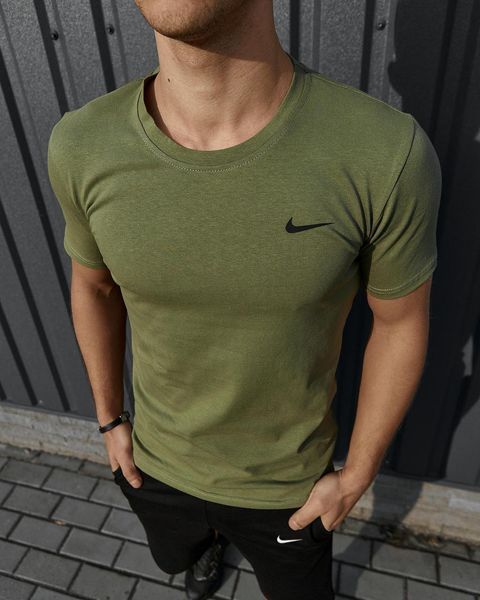 Спортивний комплект чоловічий Nike хакі футболка+чорні шорти літній костюм трикотажний найк повсякденний 2655165256 фото