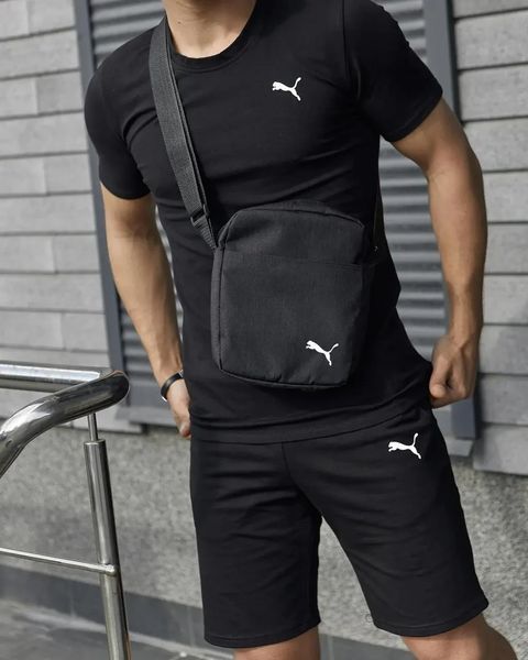 Комплект чоловічий спортивний Puma чорний футболка шорти барсетка костюм літній трикотажний пума повсякденний XL 2656521609 фото