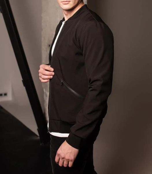 Бомбер чоловічий Softshell Slant pockets чорний куртка з блискавкою легка однотонна осінь весна повсякденна XL 2667490535 фото