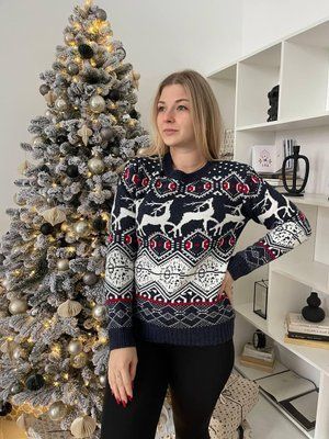 Свитер женский новогодний с оленями теплая женская зимняя кофта 2384853179 фото