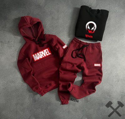 Спортивный костюм мужской Marvel Venom бордовый теплый зимний комплект с начесом худи свитшот штаны зима веном 2630560439 фото