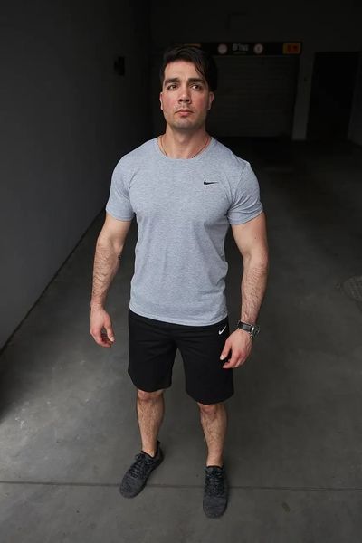 Спортивний комплект чоловічий Nike сіра футболка+чорні шорти літній костюм трикотажний найк повсякденний XXL 2656646071 фото