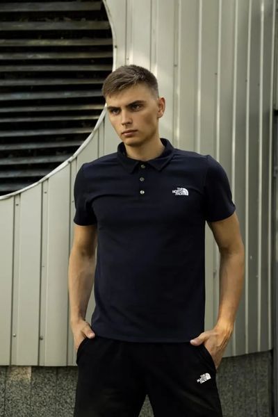 Спортивний комплект чоловічий The North Face поло синє+шорти чорні+барсетка літній костюм бавовняний норс фейс XL 2657626786 фото