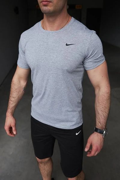 Спортивний комплект чоловічий Nike сіра футболка+чорні шорти літній костюм трикотажний найк повсякденний XXL 2656646071 фото