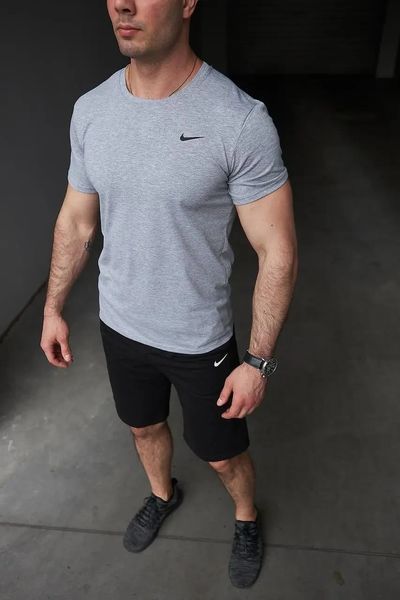Спортивний комплект чоловічий Nike сіра футболка+чорні шорти літній костюм трикотажний найк повсякденний XXL 2656646071 фото