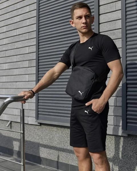 Комплект чоловічий спортивний Puma чорний футболка шорти барсетка костюм літній трикотажний пума повсякденний XXL 2656521610 фото