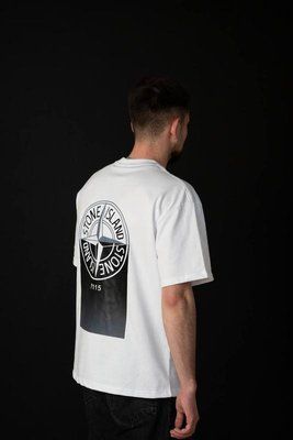 Футболка чоловіча Stone Island біла спортивна з принтом трикотажна весна літо осінь повсякденна 2669243838 фото