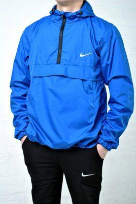 Вітрівка анорак куртка чоловіча Найк Nike синя весняна осіння легка водовідштовхувальна 2495371247 фото