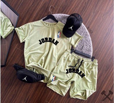 Костюм чоловічий літній jordan шорти футболка кепка бананка спортивний комплект джордан XL 2609147963 фото